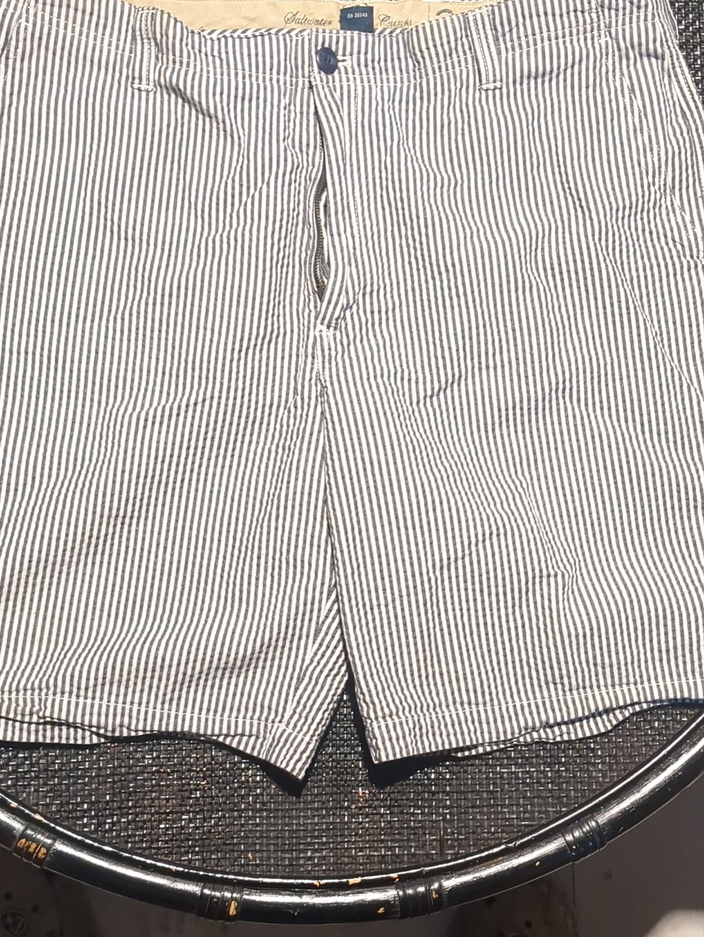 Izod Men’s Seersucker Flat Front Shorts - Black & White